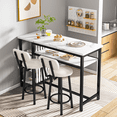 thumbnail image 4 of AWQM Marble Bar Table Set, 3 Pieces Kitchen Table Set, Bar Counter Height Table with 2 PU Upholstered Stools, Dining Table Set with 4 Storage Shelves, Pub Table for Small Space, White+Black, 4 of 9