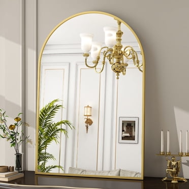 BEAUTYPEAK Miroir de Salle de Bain 26 Pouces x 38 Pouces Miroir Mural pour Meuble-Lavabo en Arche, Or