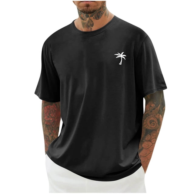SDNall Shorts pour Hommes Hommes Imprimé Col Rond Décontracté Mode Manches Courtes Blouses Col Rond Chemises Chemises pour Hommes,T-Shirts à Manches Longues pour Hommes,Chemises à Manches Longues pour Hommes
