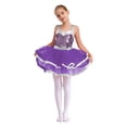 thumbnail image 1 of Hansber Robe Tutu de Danse pour Filles Enfants Paillettes Jazz Fête Robe de Danse Costume de Performance sur Scène Violet 12, 1 of 7