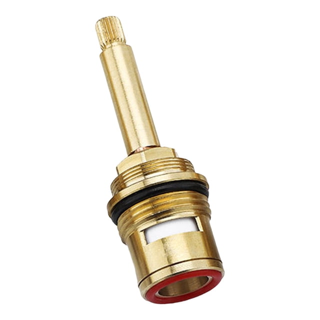 Brass Ceramic Stem Disc Cartridges Thread G3/4" Plumbing Fixtures Easy To Install 20 Tooth Faucet Valves Replacements For Washroom Sink Kitchen , Red Clockwise
