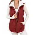 thumbnail image 4 of Hvobtty Vestes en Molleton Chaudes Décontractées Sans Manches pour Femmes, Gilets d'Hiver Sans Manches pour Femmes Dames Manteau en Molleton à Fermeture Éclair Col Montant Long Chaud Manteau à Cordon avec Poches Vêtement d'Extérieur, 4 of 4