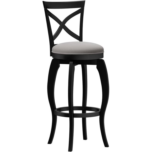 Bowery Hill Contemporary Swivel Bar Height Stool in Black