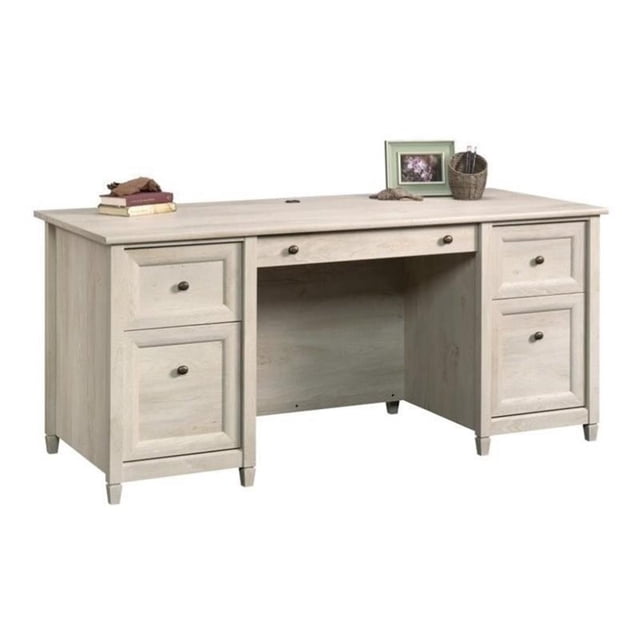 Pemberly Row Bureau de Direction de Bureau en Bois d'Ingénierie à 4 Tiroirs, Fini Châtaignier Blanchi