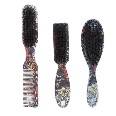 Beard Brush Set, 3pcs Compact Size Barber Beard Brush  for Home Use