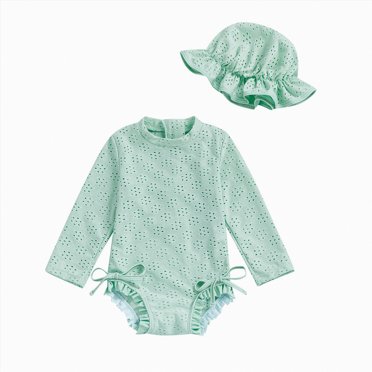 gdxvjhbj Baby Girl Swim Baby Girl Swimsuit Infant Rash Guard Swimwear UPF 50+ Sun Protection Bathing Suit 12 18 Months (Light Green,12-18 Months)