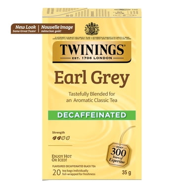 Twinings Thé Noir Earl Grey Décaféiné, Frais et Aromatique, 20 Sachets de Thé