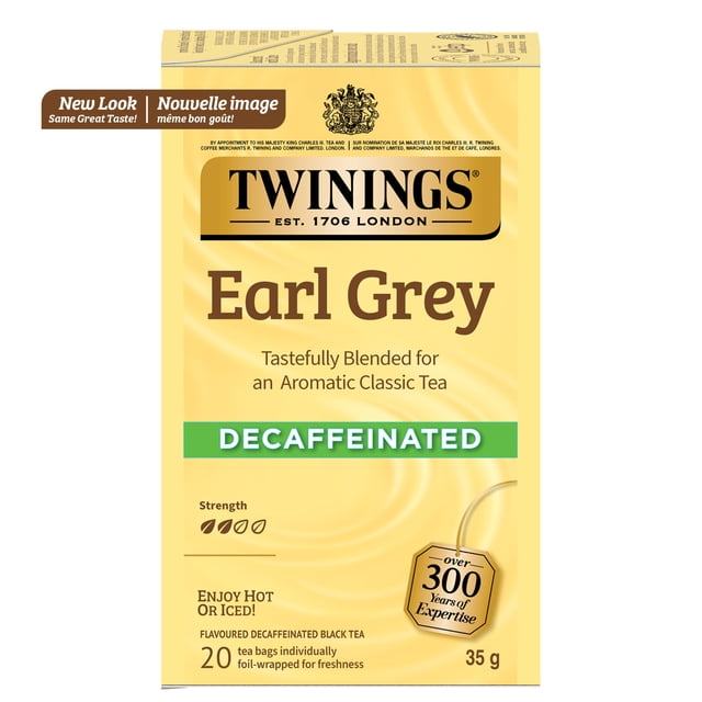Twinings Thé Noir Earl Grey Décaféiné, Frais et Aromatique, 20 Sachets de Thé