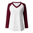 thumbnail image 4 of EQWLJWE Hauts à Manches Raglan pour Femmes Grande Taille à Blocs de Couleur Col en V Raglan Chandails à Manches Longues Décontractés d'Automne Chandails de Fête à Manches Raglan, 4 of 4