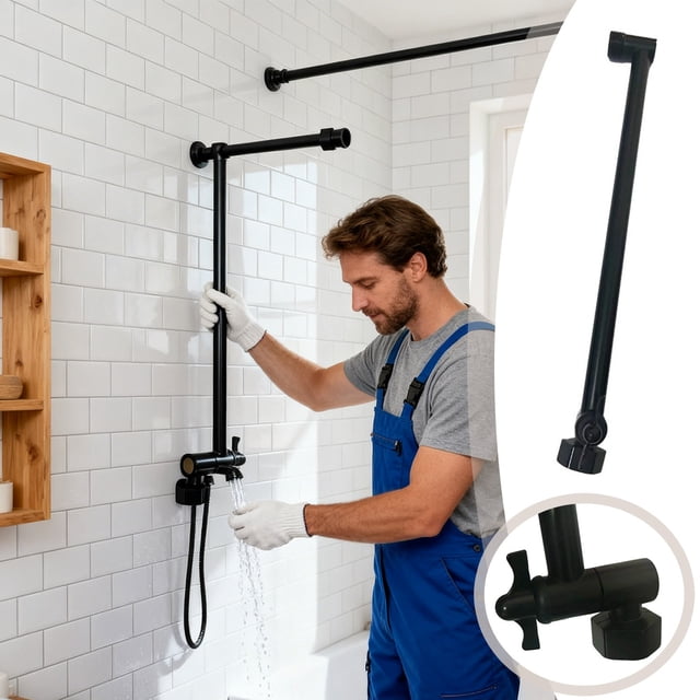 Stainless Steel Showerhead Extension Rod for Adjustable Height and Angle with Support Arm 12 Inch Shower Head Holder for Enhanced Bathroom Convenience
