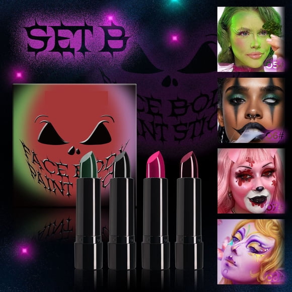 Big Save,HWRETIE Lipstick Clearance,8Color Halloween Lipstick,Black White and Red Easy-To-Color Face Painting Set Vampires Makeup