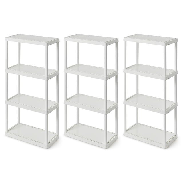 Gracious Living Étagère Solide Légère à 4 Tablettes, Hauteur Fixe, Rangement, Blanc