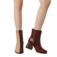 thumbnail image 1 of Cameland Large Women's Punk High Heel Rectangle Toe Thick Heel Zipper Contrast Mart Short Boots, 1 of 4