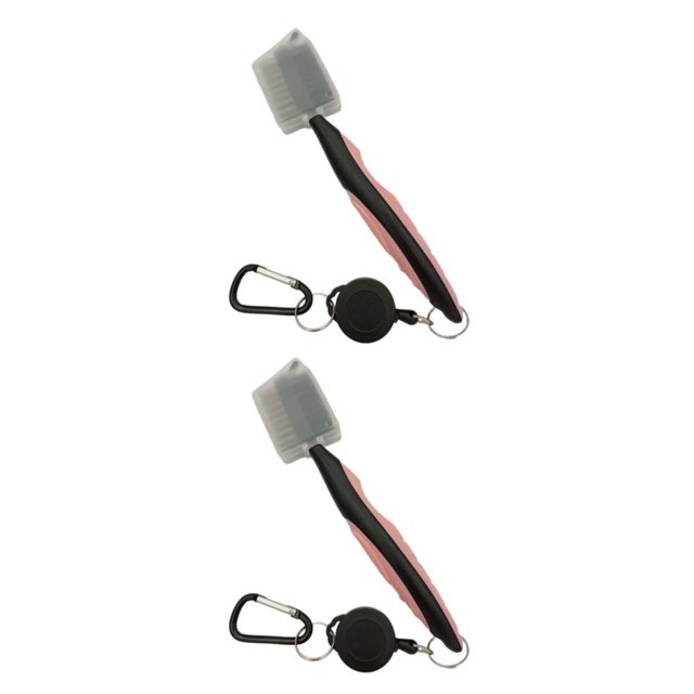 Redempat Stainless Steel Golf Club Brush Portable Solid Color Shoe Brushes Pink with Lid 2Set