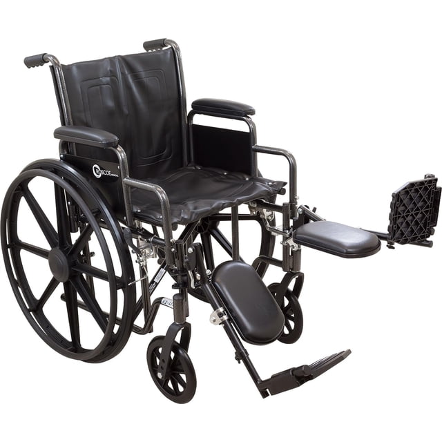 ProBasics Fauteuil Roulant Standard Confortable - Siège Réglable en Hauteur - Accoudoirs de Bureau à Dossier Rabattable - Capacité de Charge de 300 Livres - Noir - Repose-Jambes Élévateur - Siège 20 Pouces x 16 Pouces