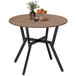 HOMCOM Dining Table Round Kitchen Table w/ Steel Frame, Brown
