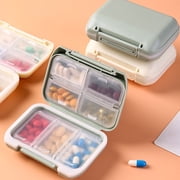 Tyidzon Travel Pill Organizer, 7 Compartments Portable Medicine Pill Box, Small Daily/Weekly Pill Case for Vitamin Supplement Fish Oil Purse, Beige