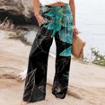 thumbnail image 2 of Pantalon Grand à Taille Élastique Mode Décontractée pour Femmes, Pantalon à Fleurs Colorées Imprimées avec Poches, Pantalon en Lin pour Femmes, Pantalon Habillé Décontracté pour Femmes, Pantalon Extensible Décontracté pour Femmes Grande Taille, 2 of 4