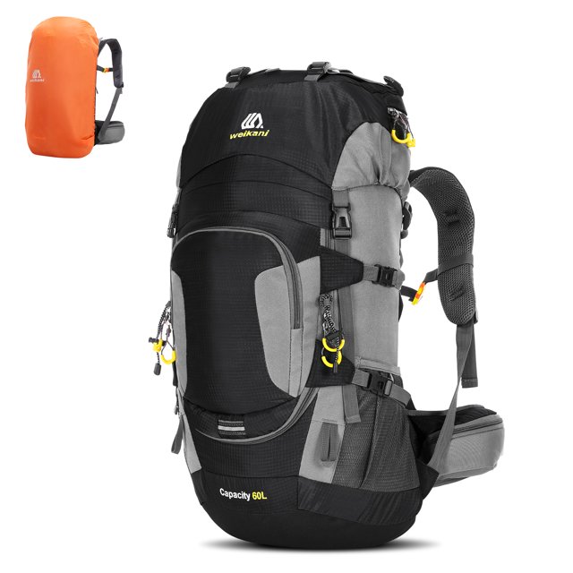 Sac de Sport Extérieur Imperméable 60L Randonnée Camping Escalade Cyclisme avec Housse de Pluie Noir