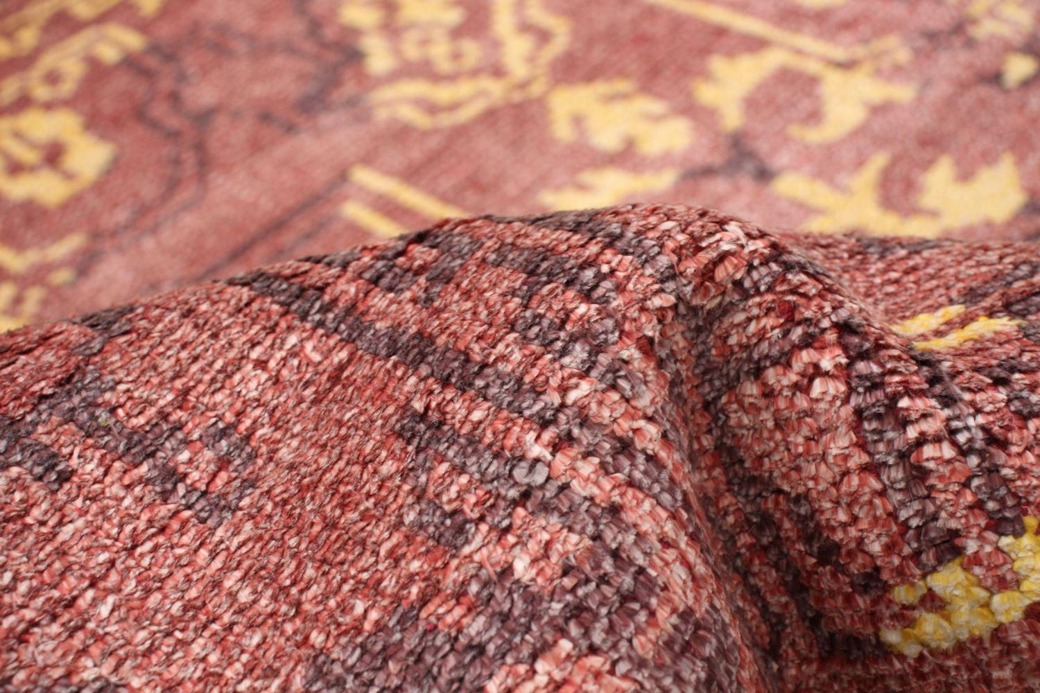 ECARPETGALLERY 4'7" x 7'11" Bordered Jules Oushak Hand-knotted Area Rug for Living Room, Dining Room and Bedroom in Red