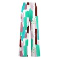 thumbnail image 3 of Pants for Women, Womens Fashionable Striped Printed Drawstring Wide Leg Pants, 3 of 4
