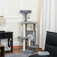 thumbnail image 2 of PawHut 44" Cat Tree Tower with Condo, Scratching Posts, Bed, Dark Grey, 2 of 10