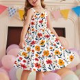 thumbnail image 1 of LOVZFMLL Fashion Girls' Summer Short Sleeve Ruffled Pockets Round-Neck Printed Dress Dress Sweet Tank Top, 1 of 6