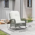 thumbnail image 3 of Outsunny Rattan Rocking Chair with Soft Cushion for Garden, Khaki, 3 of 10