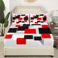 thumbnail image 3 of Erosebridal Red Black Checkered Bed Sheets Queen, Modern Abstract Grid Bedding Sets Queen Size 4-Piece, 3 of 7
