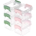 thumbnail image 1 of HAHDAXIA 6 Packs Small Storage Bins with Lids, Mini Stackable Plastic Storage Containers Colorful Bead Organizer Latches Box Small Containers for Organizing Craft, Small Items, Green+Pink, 1 of 7