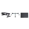 thumbnail image 1 of Rocelco 37.5" Deluxe Height Adjustable Standing Desk Converter with Dual Monitor Mount and Anti Fatigue Mat BUNDLE - Sit Stand Up Computer Workstation Riser - Keyboard Tray  (Black), 1 of 9