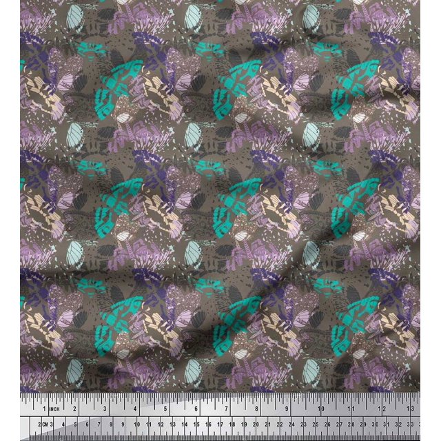 Soimoi Green Cotton Jersey Fabric Insect & Texture Fabric Prints by Yard 58 Inch Wide