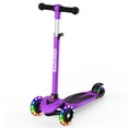 thumbnail image 1 of Trottinette 2-en-1 pour Enfants de 3 à 12 Ans, Trottinette à 3 Roues à Inclinaison pour Diriger avec Roues à DEL Lumineuses, Guidon Ajustable, Pliable et Détachable pour Garçons et Filles, Violet, 1 of 7