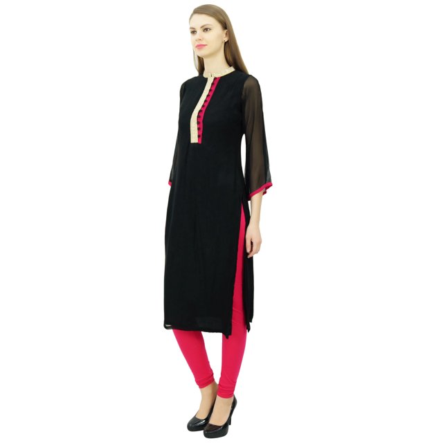 Phagun Kurta Droite en Georgette, Tunique de Designer, Haut Indien Chic, Kurti pour Femmes