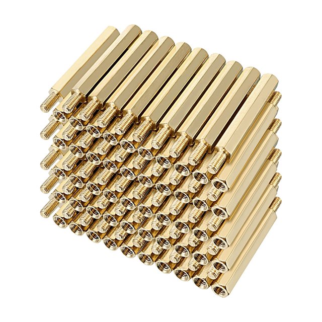 Unique Bargains 100pcs M3 32 + 6mm Femelle Mâle Fil Laiton Hexagonal Entretoise Vis PCB Pilier