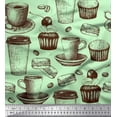 thumbnail image 1 of Soimoi polyester Crepe Fabric Burger,Cupcake & Cups Printed Fabric 1 Yard 52 Inch Wide, 1 of 3