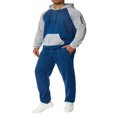 thumbnail image 3 of Men‘s Fitness Sports Pants Set Contrast Color Patchwork Drawstring Hooded Large Pocket Sweater + High Stretch Pants, 3 of 9