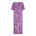 thumbnail image 4 of Fankiway Ensemble de Pyjama pour Femmes à Imprimé, Col Rond, Manches Courtes, Chemise de Nuit et Pantalon, Tenue d'Intérieur avec Poches, Ensemble pour Femmes, Tenues d'Été, Tenues d'Été pour Femmes, 3229 Pcs, 4 of 8