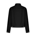 thumbnail image 4 of Pompotops Veste en Denim Unie pour Femmes à Manches Longues, Cardigan Amincissant avec Poches, Manteau, Hauts, Liquidation, 4 of 5
