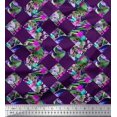 thumbnail image 1 of Soimoi Velvet Fabric Artistic Floral & Check Geometric Printed Craft Fabric by The Yard 58 Inch Wide, 1 of 1