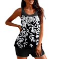 thumbnail image 3 of Women‘s Mesh Rushed Tankini Bathing Suits Tropical Swim Tank Top with Boyshorts 2 Piece Swimsuit, 3 of 9