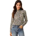 thumbnail image 1 of INSPIRE CHIC Chemise Décontractée à Manches Longues Imprimé Floral Col Montant Bleu Marine TG, 1 of 6