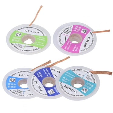 Fil à dessouder 5 pièces mèche à dessouder fil à dessouder tresse dissolvant de soudure pour l'entretien de la carte mère, l'entretien des appareils ménagers (1,5 m)