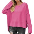 thumbnail image 1 of AherBiu Chandail Court pour Femmes Col Ras du Cou Tricoté Chandail Hauts Automne Hiver Tendance Chaud Manches Longues Chandail, 1 of 4