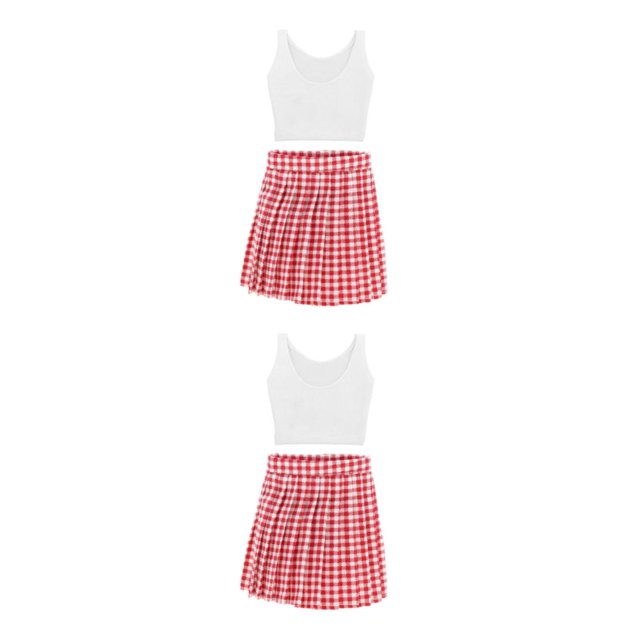 Baohd 1/2/3/5 Jupe Plissée Accessoires Faits à la Main pour 13 Poupées Habiller dans le Style Rouge Blanc 2PCS