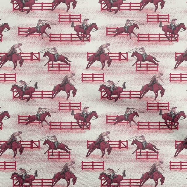 oneOone Viscose Chiffon Pink Fabric Cowboy Craft Projects Decor Fabric Printed By The Yard 42 Inch Wide