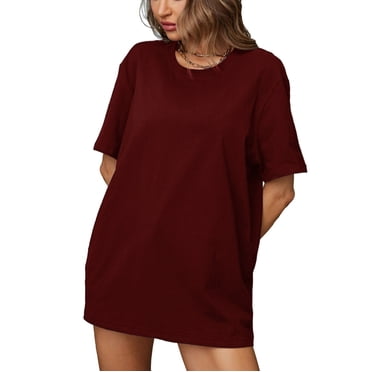 yillto T-Shirts Surdimensionnés pour Femmes en Coton à Manches Courtes Col Ras du Cou Hauts d'Été Décontractés Amples T-Shirts Basiques