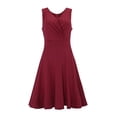 thumbnail image 1 of Ketyyh-chn99 Robes d'Été pour Femmes Grande Taille Robe d'Été Extensible Robe T-shirt Décontractée Robes à Manches Longues Robe Boho de Plage Rouge Vin,G, 1 of 4