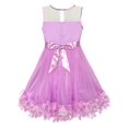 thumbnail image 2 of Robe Fille Violette Fleur Dimensionnelle Anniversaire Mariage Robe 5 Ans, 2 of 6