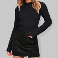 thumbnail image 2 of PMUYBHF Femme Femmes Cardigan Chandail Femme Couleur Unie Élégant Tricot Chandail à Enfiler Manches Longues Col Rond Coupe Ajustée Chandail m, 2 of 6